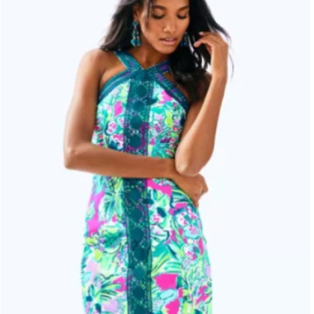 Lilly Pulitzer Floral Mini Dress - Pink and Green